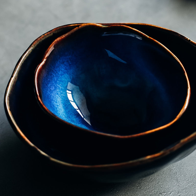 Blue Glazed European Porcelain Serving Bowl