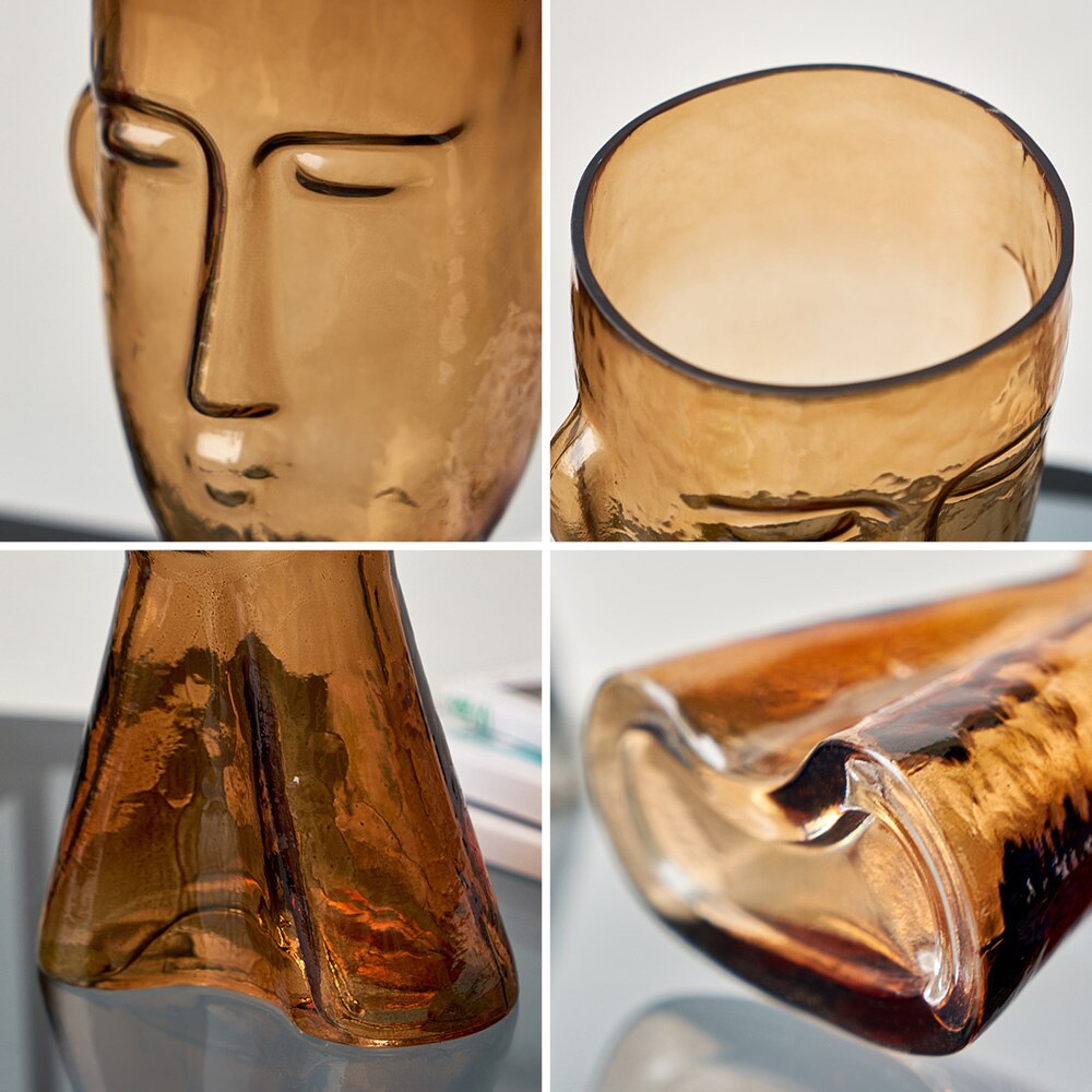 Abstract Human Face Glass Vases